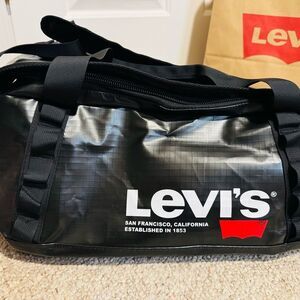Levi's Black Duffel Bag with Glossy Finish NWT